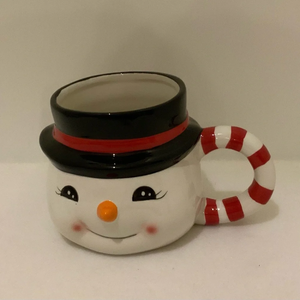 Snowman Mug with Candy Cane Handle